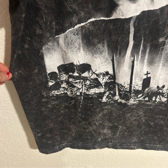 Pet Sematary Horror Movie Poster Mens Black Ice Wash short sleeve T Shirt Size M - Picture 4 of 14